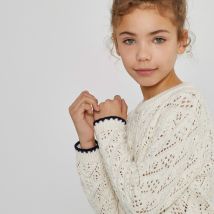 La Redoute Collections Maglione Girocollo In Maglia Fine Traforata Beige Bambina Taglie 12 anni - 150 cm