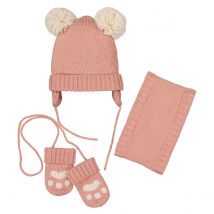 La Redoute Collections Completo Berretto + Snood + Muffole Rosa Taglie 2/3 anni - 86/94 cm