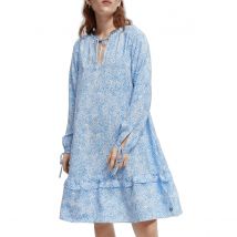 Scotch And Soda Abito Ampio Stampato, Maniche Lunghe Blu Donna Taglie S