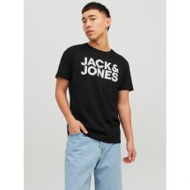 Jack & Jones T-shirt Girocollo Maniche Corte Stampa Davanti Nero Uomo Taglie S