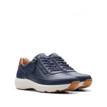 Clarks Sneakers Con Zeppa Pelle Tivoli Zip Blu Donna Taglie 39