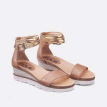 Mjus Sandali Con Zeppa In Pelle Marrone Donna Taglie 39