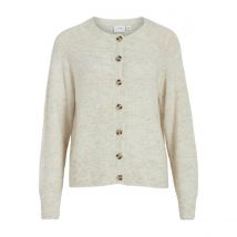 Vila Cardigan Con Bottoni In Maglia Punto Schiuma Beige Donna Taglie XS