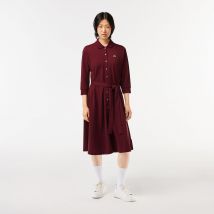 Lacoste Abito Polo Svasato In Piccolo Piqué Di Cotone Rosso Donna Taglie 42 (FR) - 46 (IT)