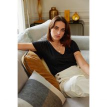 La Petite Etoile T-shirt Elvie Scollo A V Maniche Corte Paillettes Nero Donna Taglie 1(S)