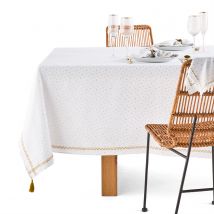 La Redoute Interieurs Tovaglia Garza Di Cotone, Kumla Stelle Ricamate Bianco Taglie 150 x 300 cm