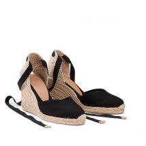 Castaner Espadrillas Con Zeppa In Tela Chiara Nero Donna Taglie 38