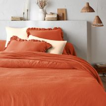 La Redoute Interieurs Copripiumone In Garza Di Cotone Tinta Unita, Kumla Arancione Taglie 240 x 220 cm