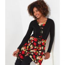 Joe Browns Tunica A Fiori Con Finto Bolero Integrato Nero Donna Taglie 40 (FR) - 44 (IT)