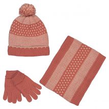 La Redoute Collections Completo Berretto + Snood + Guanti Rosa Bambina Taglie 56 cm