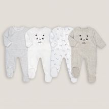 La Redoute Collections Confezione Da 4 Pigiami-tutina In Velluto Bianco Taglie 1 mese - 54 cm