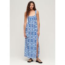 Superdry Abito Lungo, Da Annodare Dietro Blu Donna Taglie 40 (FR) - 44 (IT)