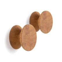 Am.pm Set Di 2 Appendiabiti In Rovere Massello Ø 10 Cm, Arame