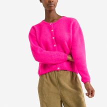 American Vintage Cardigan Maniche Lunghe Girocollo Vitow Rosa Donna Taglie M