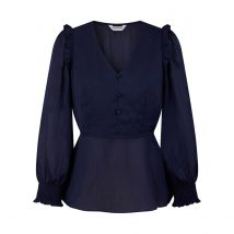 Naf Naf Camicetta Maniche A Palloncino, Stretta In Vita Blu Donna Taglie 38 (FR) - 42 (IT)