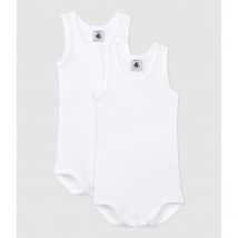 Petit Bateau Confezione Da 2 Body Senza Maniche Bianco Taglie 6 mesi - 67 cm