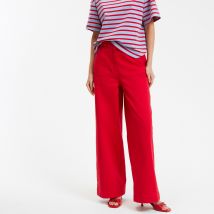 La Redoute Collections Pantaloni Larghi A Vita Alta In Twill Di Cotone Rosso Donna Taglie 46 (IT) - 42 (FR)