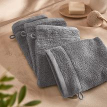 La Redoute Interieurs Confezione Da 4 Guanti Da Toilette 600 G/m² Grigio Taglie 15 x 21 cm