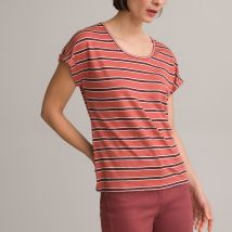Anne Weyburn T-shirt In Lino A Righe, Girocollo, Maniche Corte Rosa Donna Taglie 38/40 (FR) - 42/44 (IT)