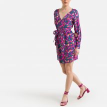 Vila Abito Corto, Scollo A V, Maniche Lunghe Blu Donna Taglie 34 (FR) - 38 (IT)