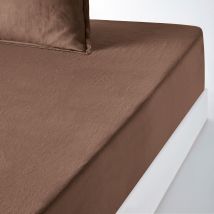 La Redoute Interieurs Lenzuolo Con Angoli Lino Lavato, Balza 35 Cm, Linot Marrone Taglie 140 x 190 cm