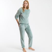 So'home Pigiama In Pile Effetto Trecce Verde Donna Taglie 42/44 (FR) - 46/48 (IT)