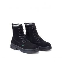 Kickers Stivaletti In Pelle Con Lacci Kick Goji Nero Bambina Taglie 34