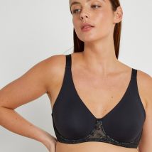 La Redoute Collections Plus Reggiseno Minimizer Microfibra E Pizzo Nero Donna Taglie 8 E
