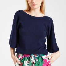 Des Petits Hauts Maglione Ampio Girocollo Dorso Scoperto Austral Marine Blu Donna Taglie 3(L)