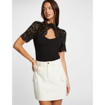 Morgan T-shirt Collo Alto, Maniche Corte Nero Donna Taglie L
