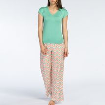 Melissa Brown Pigiama Maniche Corte In Viscosa Kilim Verde Donna Taglie L