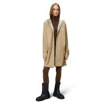 Rains Giacca Anti Vento Unisex Media Lunghezza Con Cappuccio Long Jacket Beige Donna Taglie M