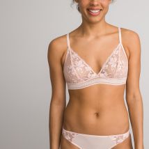 La Redoute Collections Reggiseno A Triangolo Senza Ferretti In Tulle Ricamato Rosa Donna Taglie 2 B