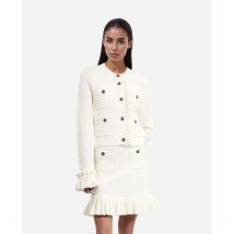 The Kooples Cardigan Con Bottoni, Maniche Lunghe E Dettagli Volant Beige Donna Taglie 3(L)