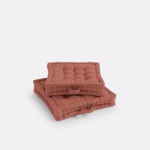 La Redoute Interieurs Cuscino Da Pavimento Cotone Riciclato, Scenario Marrone Taglie 38 x 38 x 10 cm