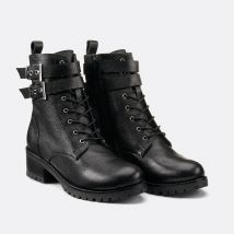 Cosmoparis Stivaletti Con Lacci Davina, In Pelle Martellata Nero Donna Taglie 40