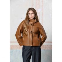 See U Soon Giubbotto In Similpelle Collo Alto Marrone Donna Taglie 2(M)