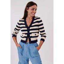 Derhy Cardigan Umberta Scollo A V A Righe Blu Donna Taglie L