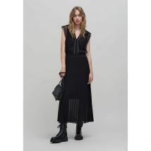 Ikks Abito Lungo Senza Maniche, Scollo A V, Pizzo Nero Donna Taglie 40 (FR) - 44 (IT)