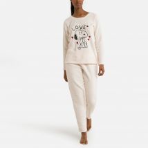 Snoopy Pigiama Lungo In Micropile Snoopy Beige Donna Taglie XL