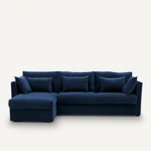 Am.pm Divano Ad Angolo Trasformabile In Velluto, Camille Blu Taglie angolo reversibile