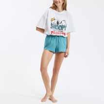 Snoopy Pigiama Corto In Cotone Snoopy Bianco Donna Taglie XL