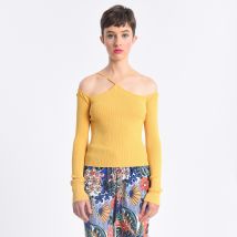 Lili Sidonio Pull In Fine Maglia Con Laccetto Dietro Alla Nuca Giallo Donna Taglie S