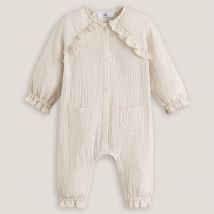 La Redoute Collections Tutina Lunga Con Volants, Garza Di Cotone Beige Taglie 18 mesi - 81 cm
