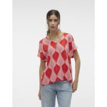 Vero Moda Blusa Fantasia A Maniche Corte Rosso Donna Taglie XS