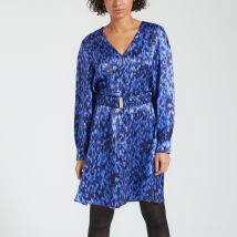 Vero Moda Abito Corto Stampato, Cintura Blu Donna Taglie XS