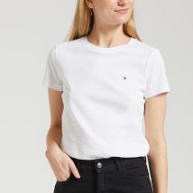 Tommy Hilfiger T-shirt In Cotone Bio Collo Rotondo Con Maniche Corte Bianco Donna Taglie XS