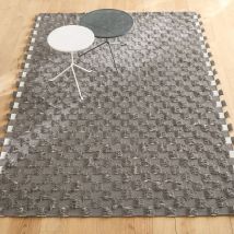 Otto Studio For Am.pm Tappeto Cucito A Mano, Poliestere Riciclato, Fringe Grigio Taglie 200 x 290 cm