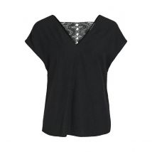 Vila Blusa A Maniche Corte, Dorso In Pizzo Nero Donna Taglie 34 (FR) - 38 (IT)