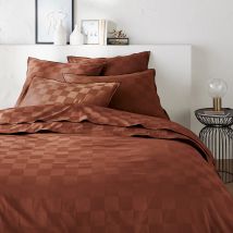 La Redoute Interieurs Copripiumone Satin Di Cotone Lavato, Victor A Scacchi Rosso Taglie 240 x 220 cm